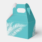 Witte palmen op turquoise feestfavorietendozen bedankdoosjes (Achterkant)