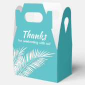 Witte palmen op turquoise feestfavorietendozen bedankdoosjes (Geopend)