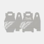 Witte palmen op zilveren feestgunstdozen bedankdoosjes (Uitgevouwen)