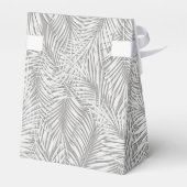 Witte palmen op zilveren tentstijl feestgunstdozen bedankdoosjes (Achterkant)