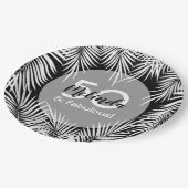 Witte palmen op zwart tropisch papieren bordje (Gekanteld)