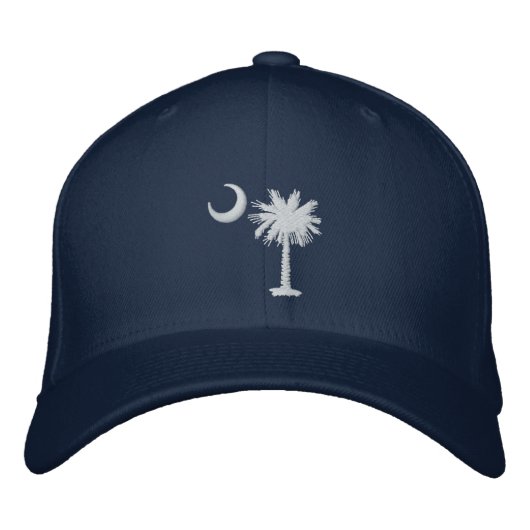 Witte Palmetto Moon Geborduurde Hoed Pet (Voorkant)