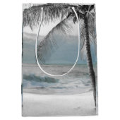 Witte palmkokokosnootboom Beach Elegant Weddenscha Medium Cadeauzakje (Voorkant)