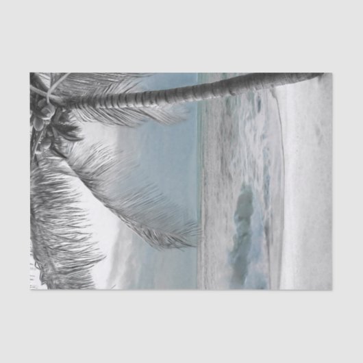 Witte palmkokokosnootboom Beach Elegant Weddenscha Tissuepapier (Voorkant)