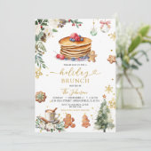 Witte Pannenkoek Vakantie Brunch Kerst Bloemen Kaart (Staand voorkant)