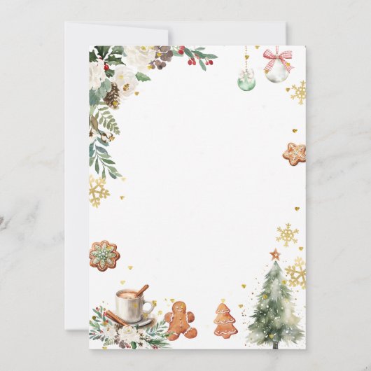 Witte Pannenkoek Vakantie Brunch Kerst Bloemen Kaart (Achterkant)