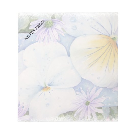 WITTE PANSIES  NOOT PAD NOTITIEBLOK (Voorkant)