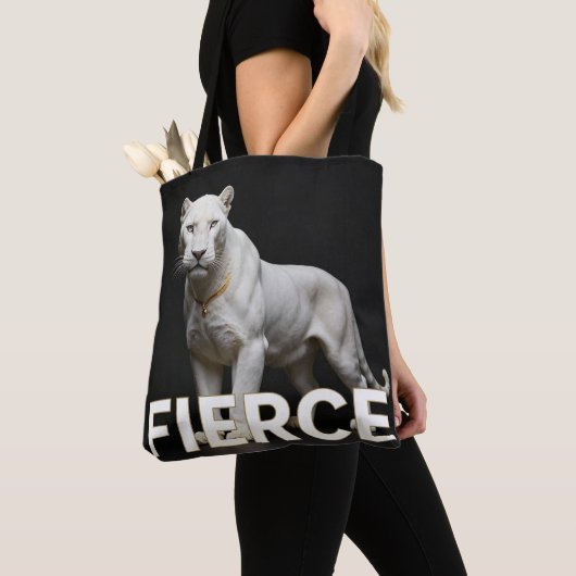 Witte Panther Luxe Mode Tote Bag (Dichtbij)
