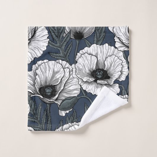 Witte papaver bad handdoek (Wasdoekje)