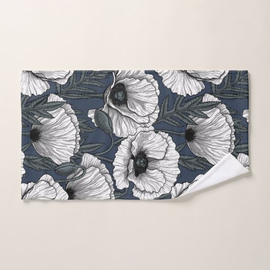 Witte papaver bad handdoek (Handdoek)