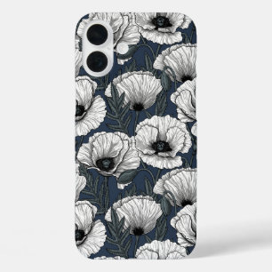 Witte papaver iPhone 16 plus hoesje