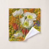 Witte papaver die rond de kleurrijke bloemen groei bad handdoek (Wasdoekje)