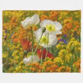 Witte papaver die rond de kleurrijke bloemen groei fleece deken (Voorkant (Horizontaal))