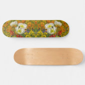 Witte papaver die rond de kleurrijke bloemen groei persoonlijk skateboard (Horizontaal)