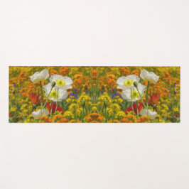 Witte papaver die rond de kleurrijke bloemen groei yogamat