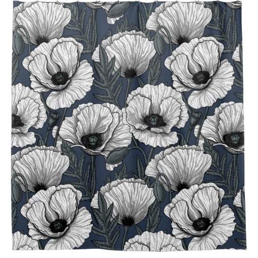 Witte papaver douchegordijn (Voorkant)