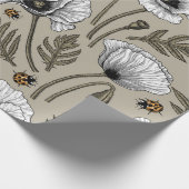 Witte papaver en ladybugs cadeaupapier (Hoek)