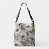 Witte papaver en ladybugs crossbody tas (Achterkant)