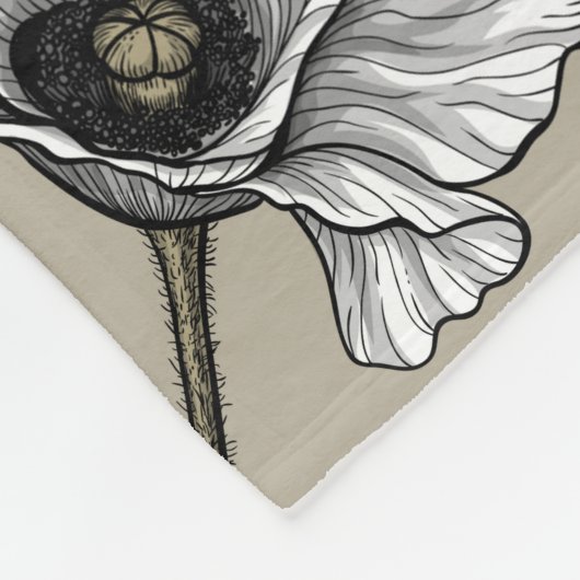 Witte papaver en ladybugs fleece deken (Hoek)