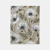 Witte papaver en ladybugs fleece deken (Voorkant)