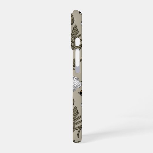 Witte papaver en ladybugs iPhone 16 hoesje (Linkerkant)