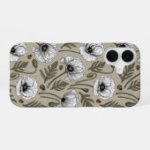 Witte papaver en ladybugs iPhone 16 hoesje (Achterkant horizontaal)