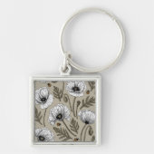 Witte papaver en ladybugs sleutelhanger (Voorkant)