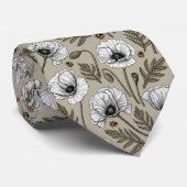 Witte papaver en ladybugs stropdas (Opgerold)