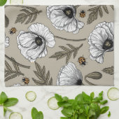 Witte papaver en ladybugs theedoek (Gevouwen)