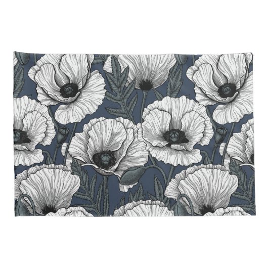 Witte papaver kussensloop (Achterkant-Rechts)