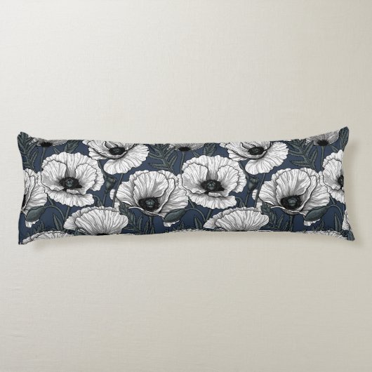 Witte papaver lichaamskussen (Achterkant)
