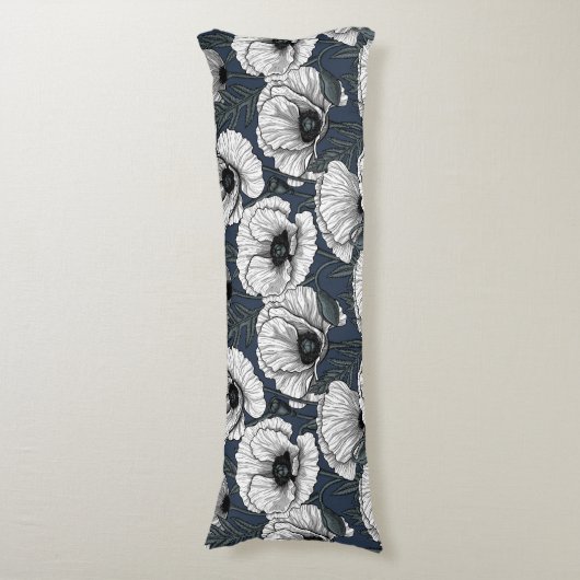 Witte papaver lichaamskussen (Voorkant Verticaal)