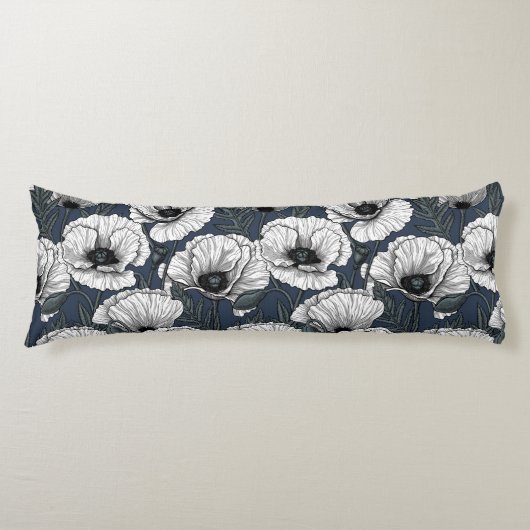 Witte papaver lichaamskussen (Voorkant)