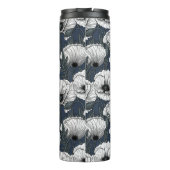 Witte papaver op thermische buikkoker van de marin thermosbeker (Achterkant)