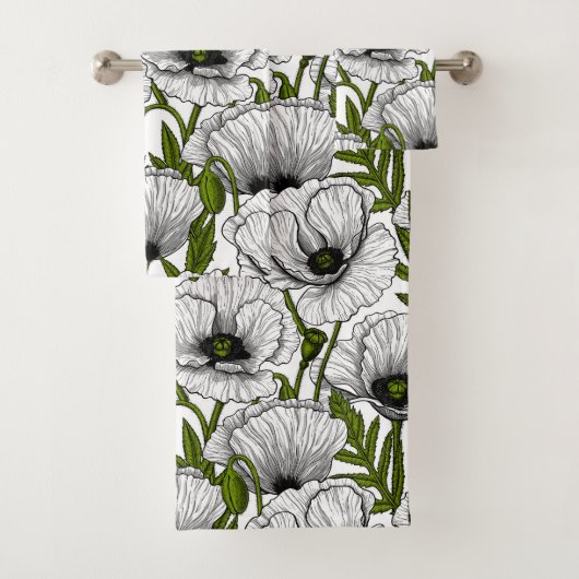 Witte papaver op wit bad handdoek (Insitu)