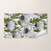 Witte papaver op wit bad handdoek (Handdoek)
