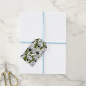 Witte papaver op wit cadeaulabel (Met Touw)