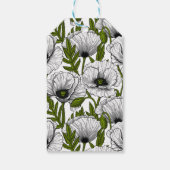 Witte papaver op wit cadeaulabel (Achterkant)