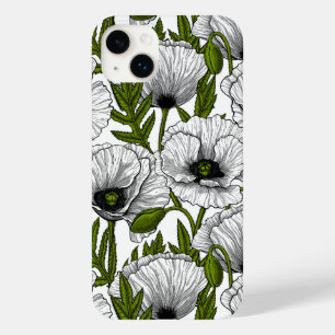 Witte papaver op wit Case-Mate iPhone 14 plus hoesje