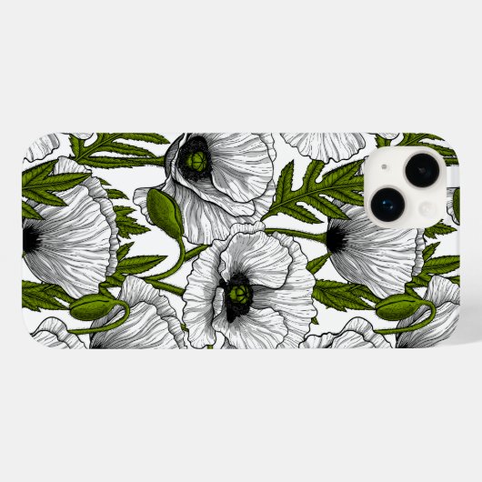 Witte papaver op wit Case-Mate iPhone case (Achterkant (horizontaal))