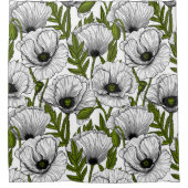 Witte papaver op wit douchegordijn (Voorkant)