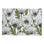 Witte papaver op wit kussensloop (Achterkant-Links)