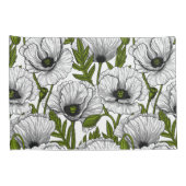 Witte papaver op wit kussensloop (Achterkant-Rechts)