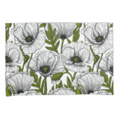 Witte papaver op wit kussensloop (Voorkant-Rechts)
