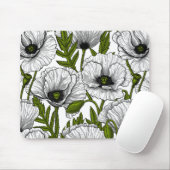 Witte papaver op wit muismat (Met muis)