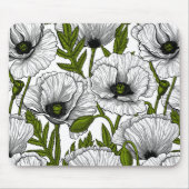 Witte papaver op wit muismat (Voorkant)