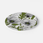 Witte papaver op wit papieren bordje (Gekanteld)