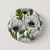 Witte papaver op wit ronde button 5,7 cm (Voorkant)