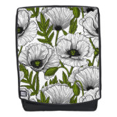 Witte papaver op wit rugtassen (Voorkant)