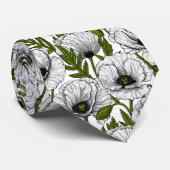 Witte papaver op wit stropdas (Opgerold)